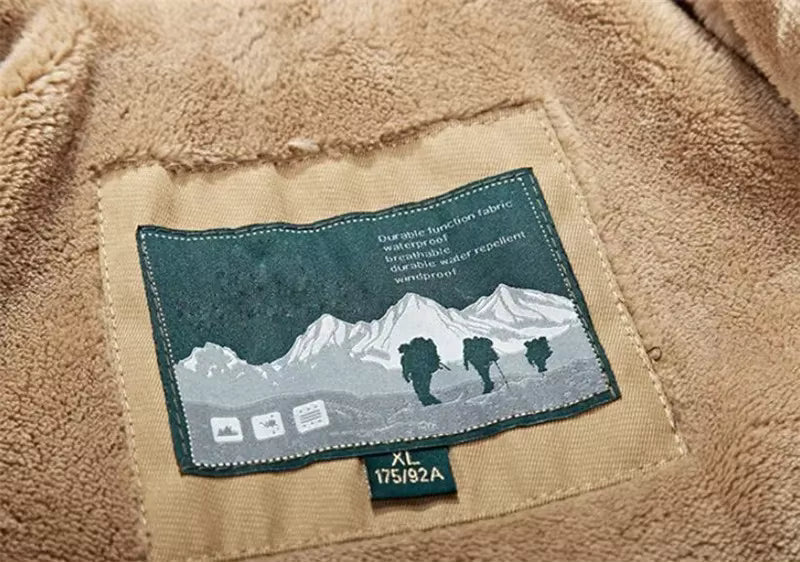 Men's Winter Coat Insulated Hooded Mid-Length Parka Fleece-Lined