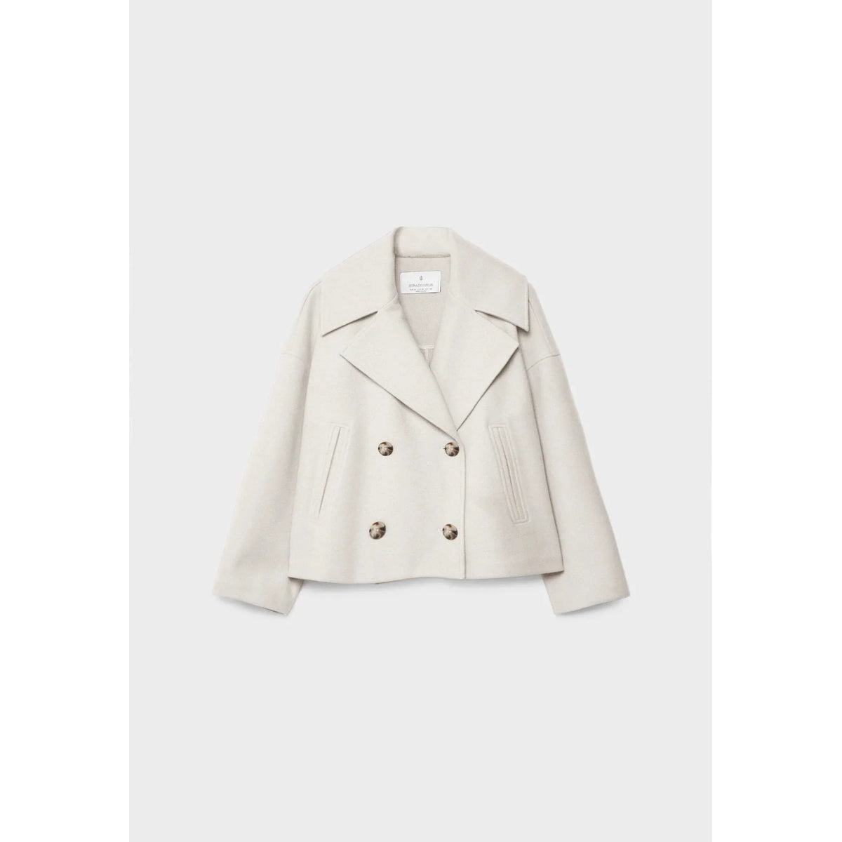 Short Jacket Women Double-Breasted Chic Transitional Style Casual 0