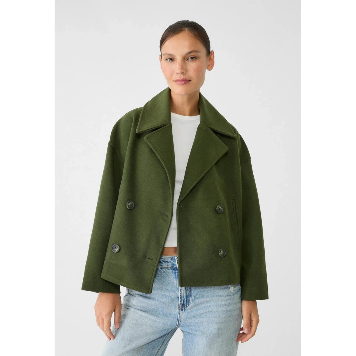 Short Jacket Women Double-Breasted Chic Transitional Style Casual 3