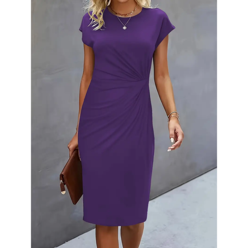 Short Sleeve Formal Dress Women Midi Elegant Professional Style 1