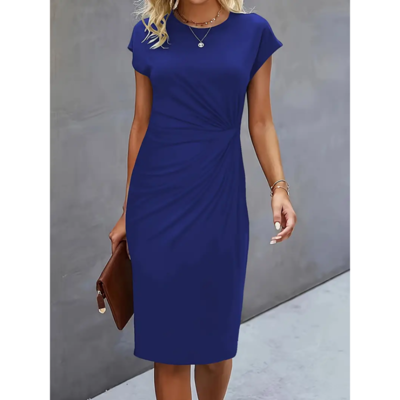 Short Sleeve Formal Dress Women Midi Elegant Professional Style 2