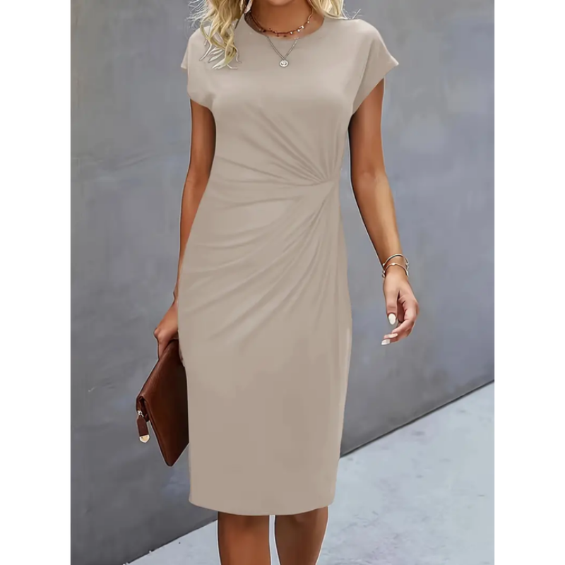 Short Sleeve Formal Dress Women Midi Elegant Professional Style 3