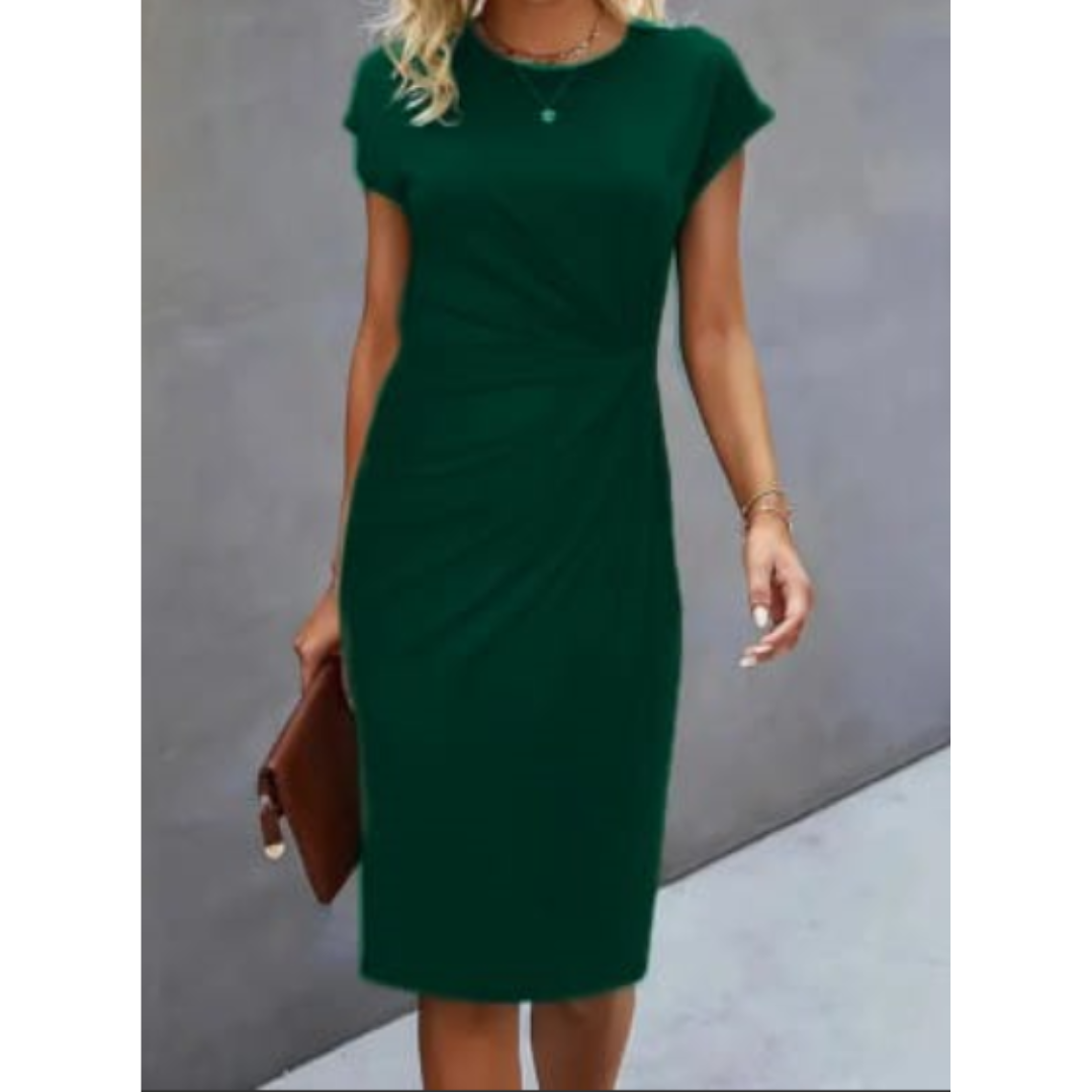 Short Sleeve Formal Dress Women Midi Elegant Professional Style 7