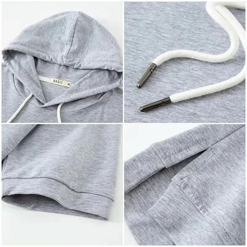 Short Sleeve Hoodie Lightweight Cotton Blend Relaxed Fit Casual 4