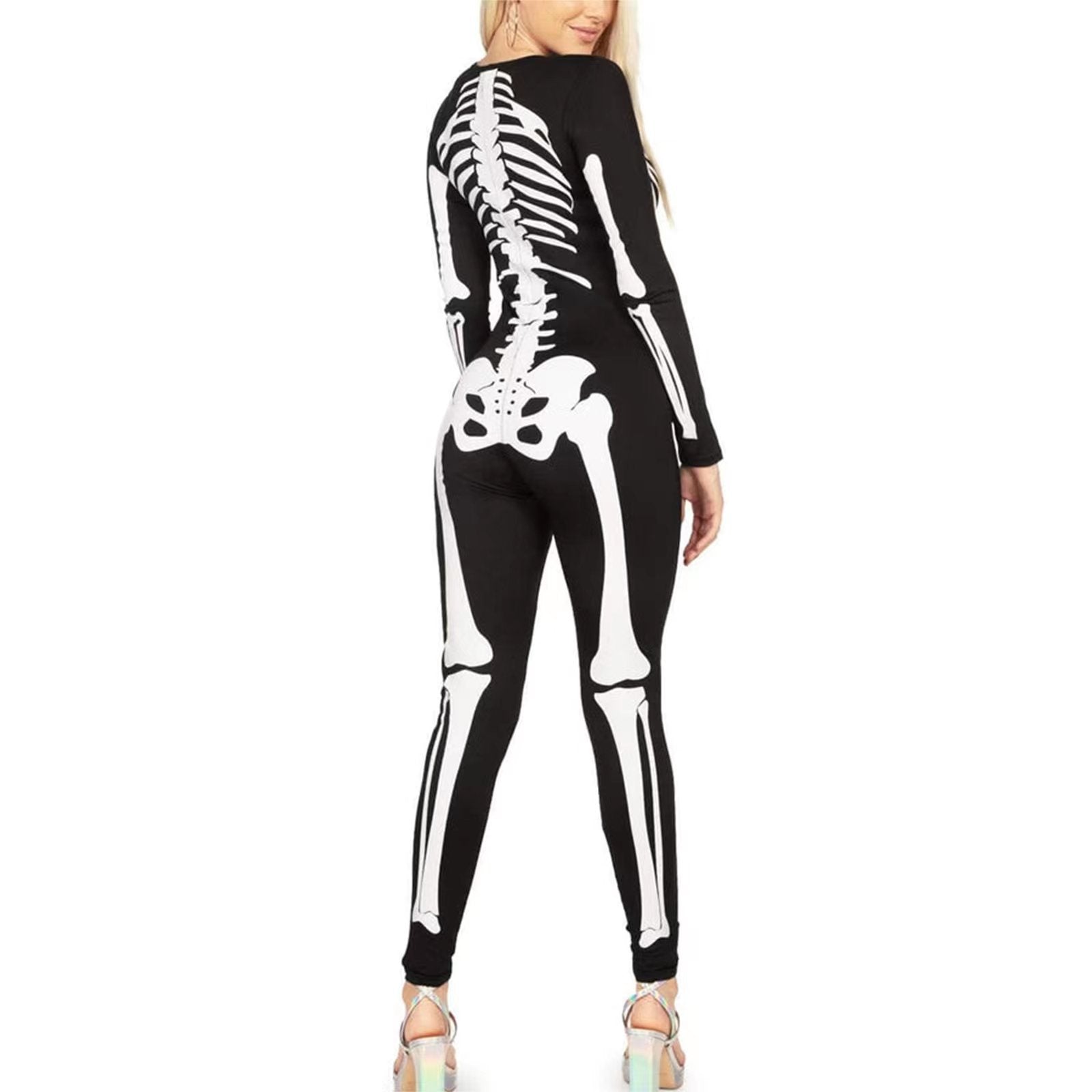 Skeleton Print Bodysuit Costume for Adult Halloween Parties 2