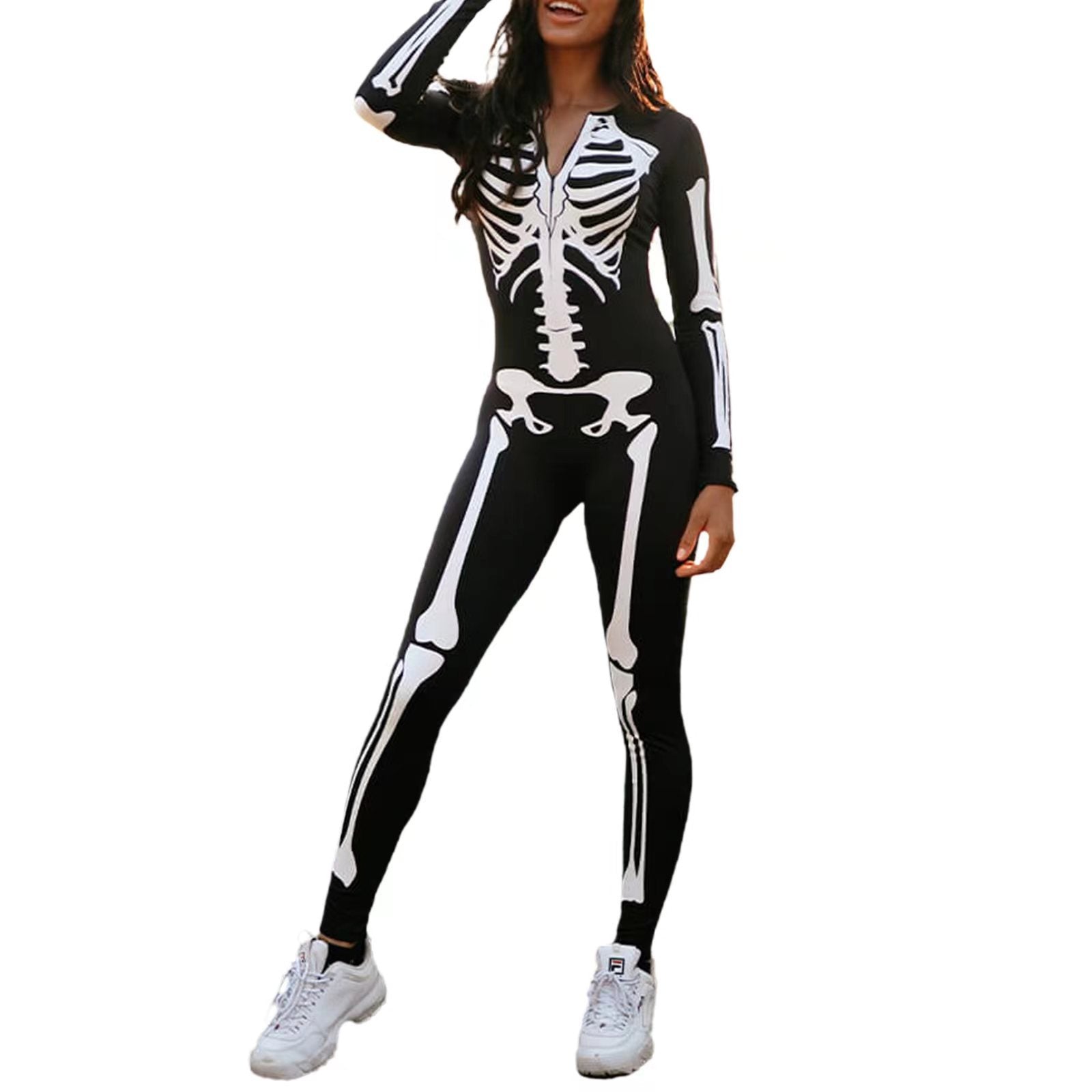 Skeleton Print Bodysuit Costume for Adult Halloween Parties 3