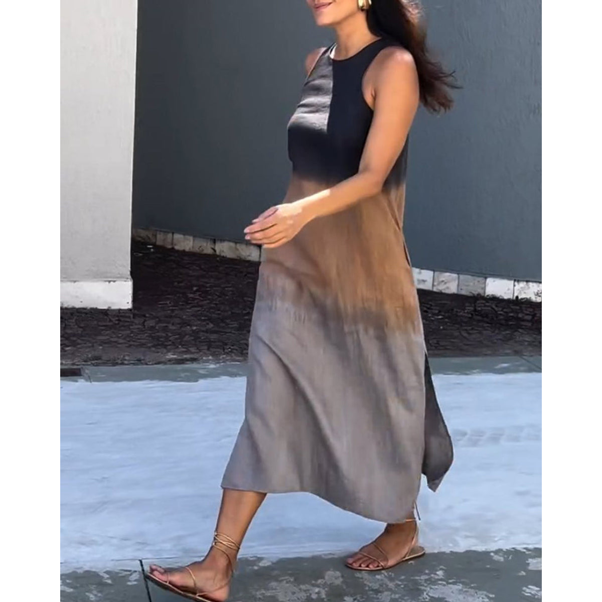 Sleeveless Gradient Dress Women Casual Midi Summer Essential 0