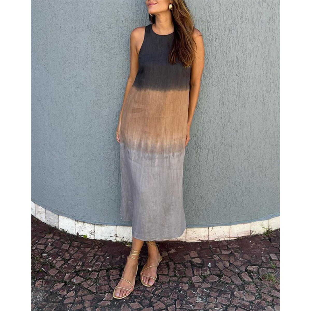 Sleeveless Gradient Dress Women Casual Midi Summer Essential 2