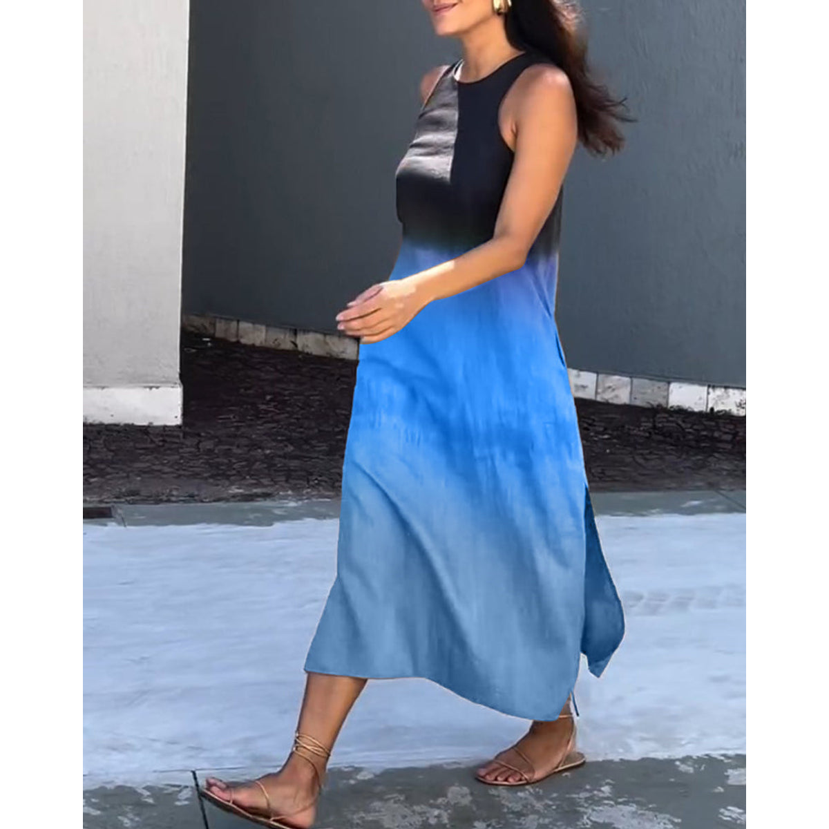 Sleeveless Gradient Dress Women Casual Midi Summer Essential 6