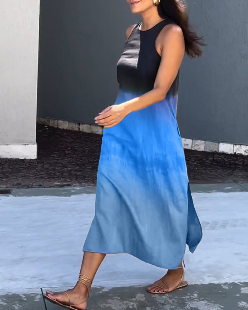 Sleeveless Gradient Dress Women Casual Midi Summer Essential 6