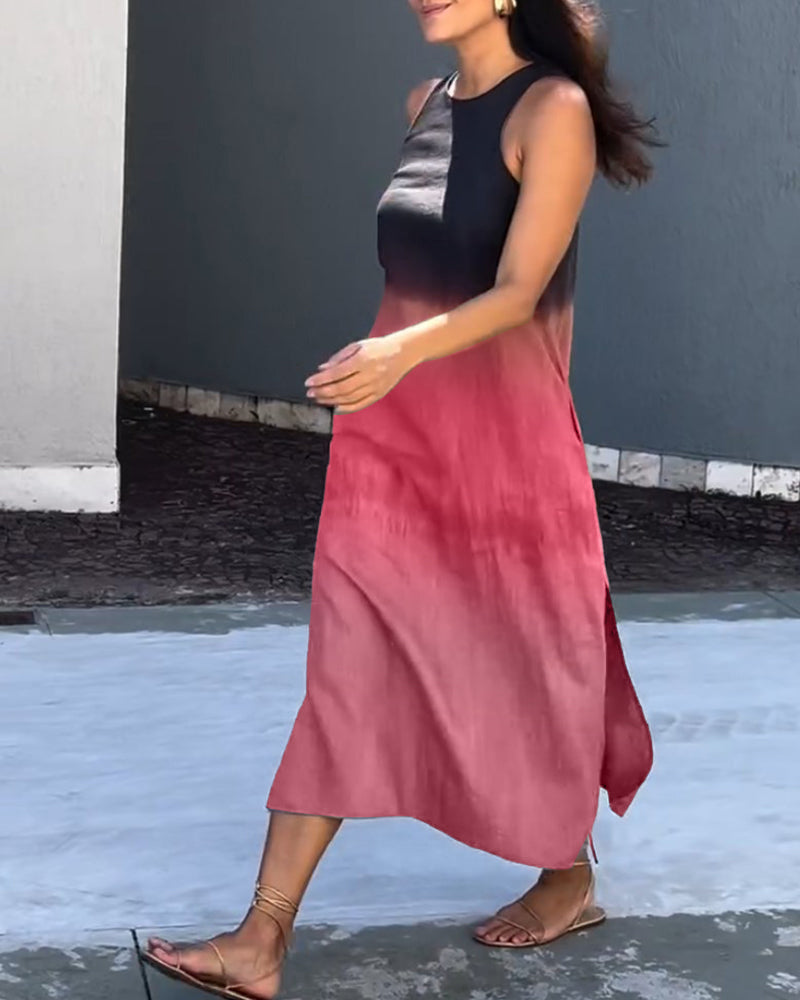Sleeveless Gradient Dress Women Casual Midi Summer Essential 7