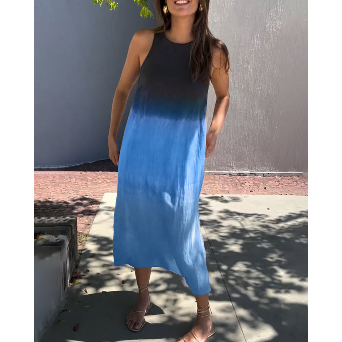 Sleeveless Gradient Dress Women Casual Midi Summer Essential 8