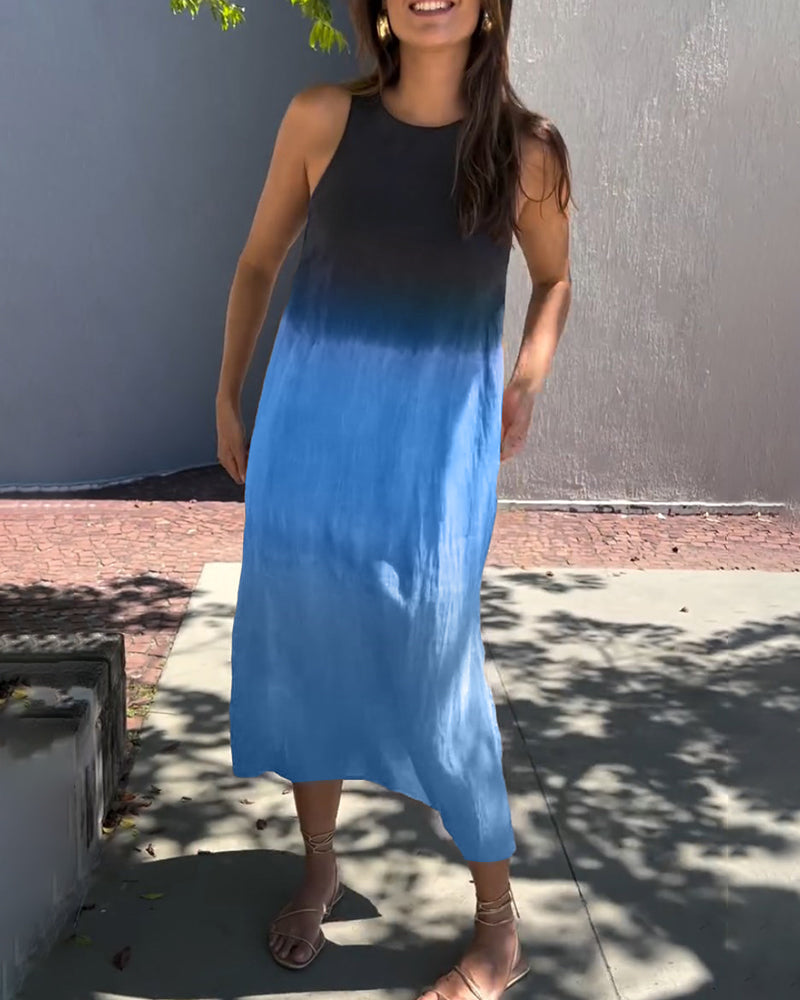 Sleeveless Gradient Dress Women Casual Midi Summer Essential 8