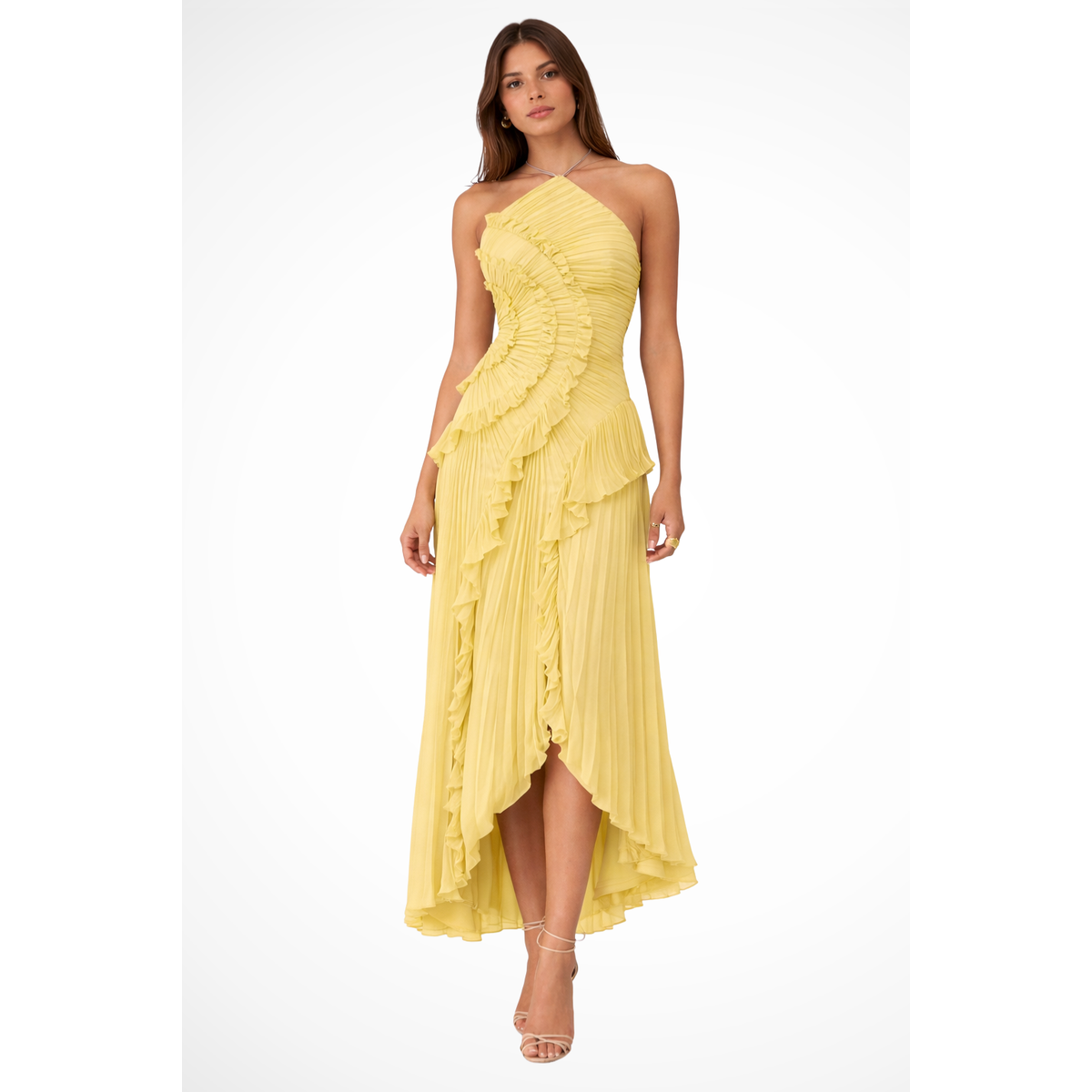 Sleeveless Halter Ruffled Maxi Dress for Women Summer Wedding Guest 1
