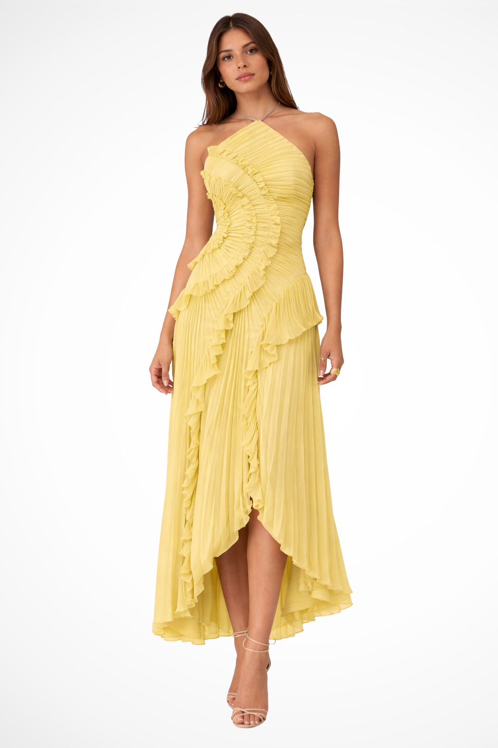Sleeveless Halter Ruffled Maxi Dress for Women Summer Wedding Guest 1