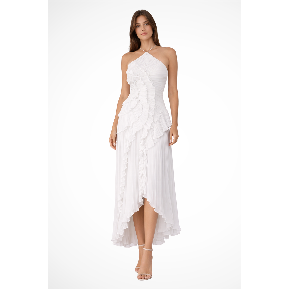 Sleeveless Halter Ruffled Maxi Dress for Women Summer Wedding Guest 2