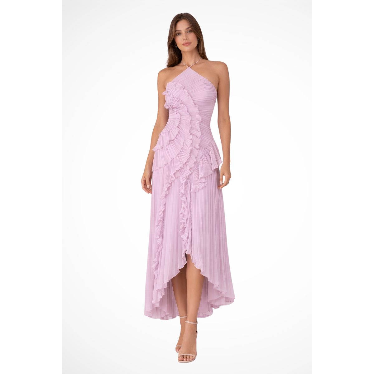 Sleeveless Halter Ruffled Maxi Dress for Women Summer Wedding Guest 3