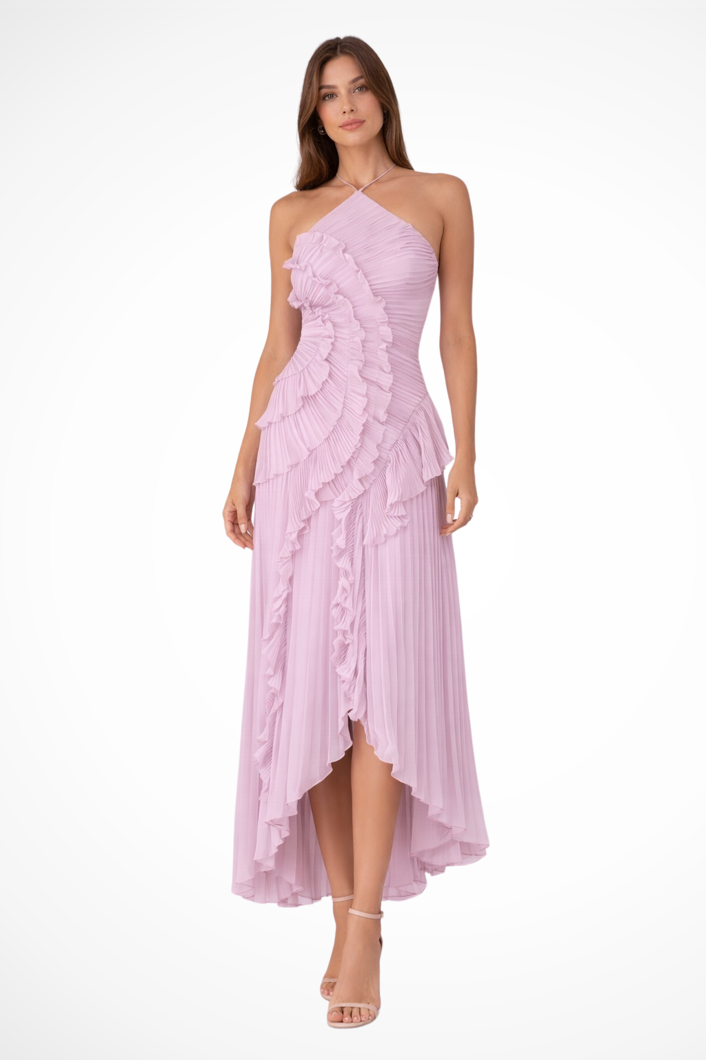 Sleeveless Halter Ruffled Maxi Dress for Women Summer Wedding Guest 3