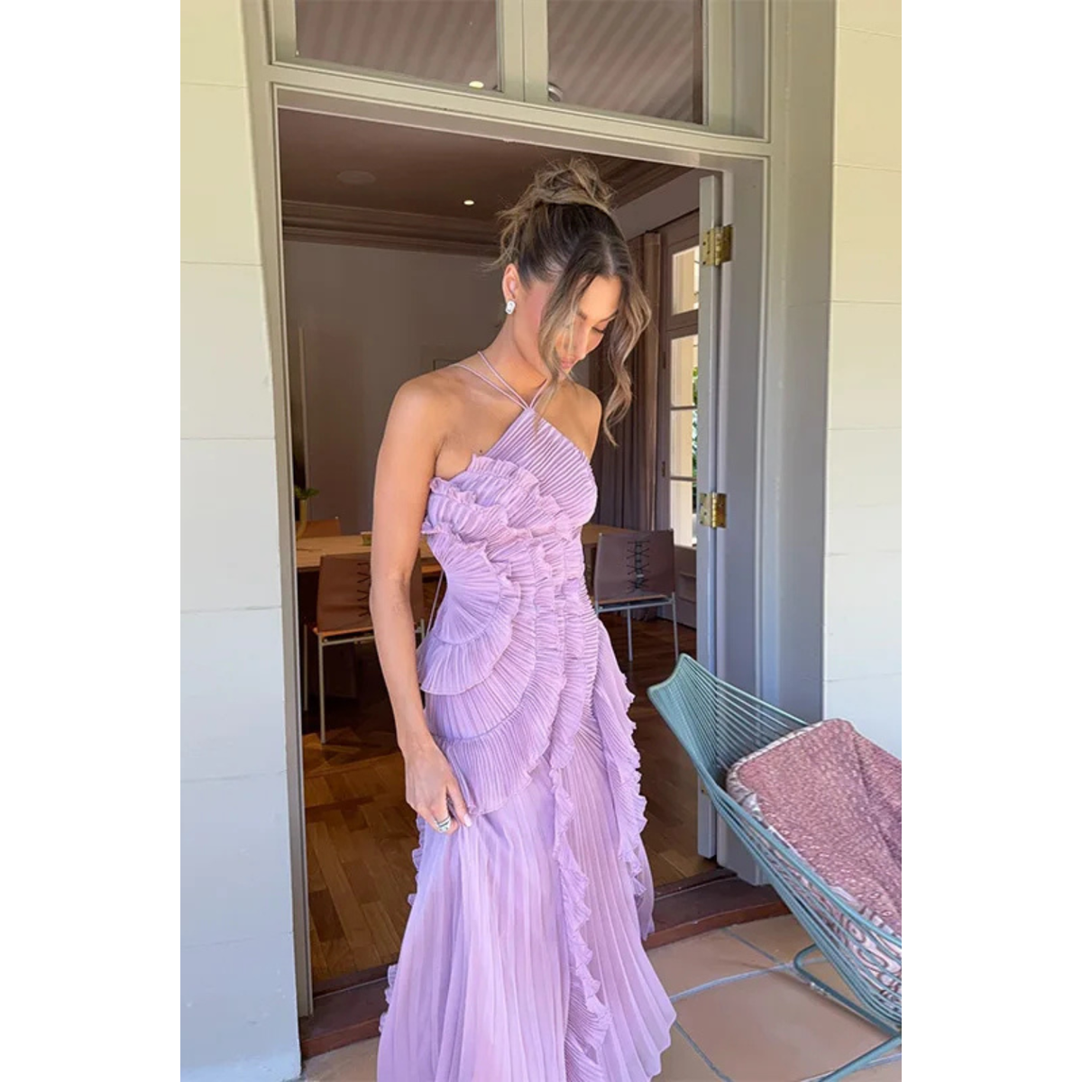 Sleeveless Halter Ruffled Maxi Dress for Women Summer Wedding Guest 7