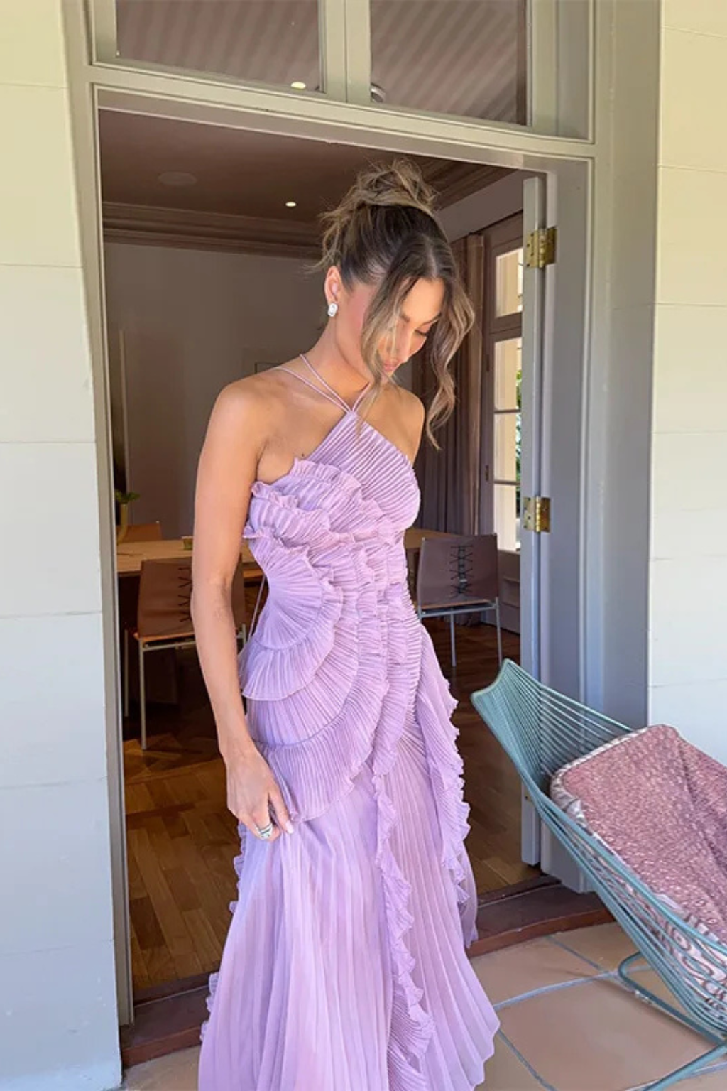 Sleeveless Halter Ruffled Maxi Dress for Women Summer Wedding Guest 7