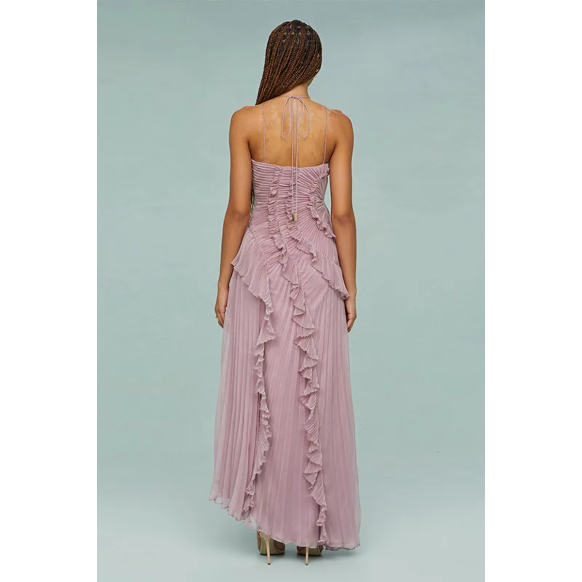 Sleeveless Halter Ruffled Maxi Dress for Women Summer Wedding Guest 8