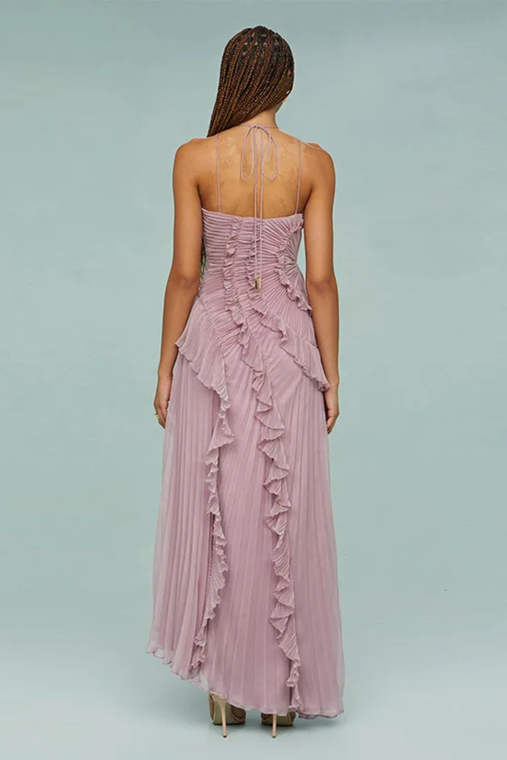 Sleeveless Halter Ruffled Maxi Dress for Women Summer Wedding Guest 8