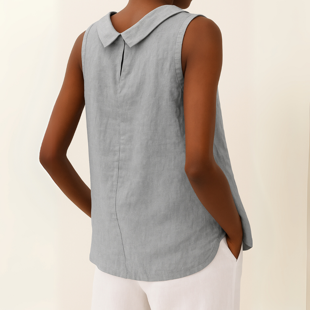 Sleeveless Roll Collar Top Women Elegant Summer Essential Tank Top 1