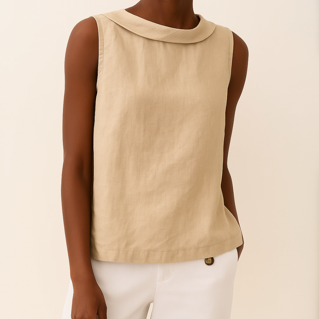 Sleeveless Roll Collar Top Women Elegant Summer Essential Tank Top 2