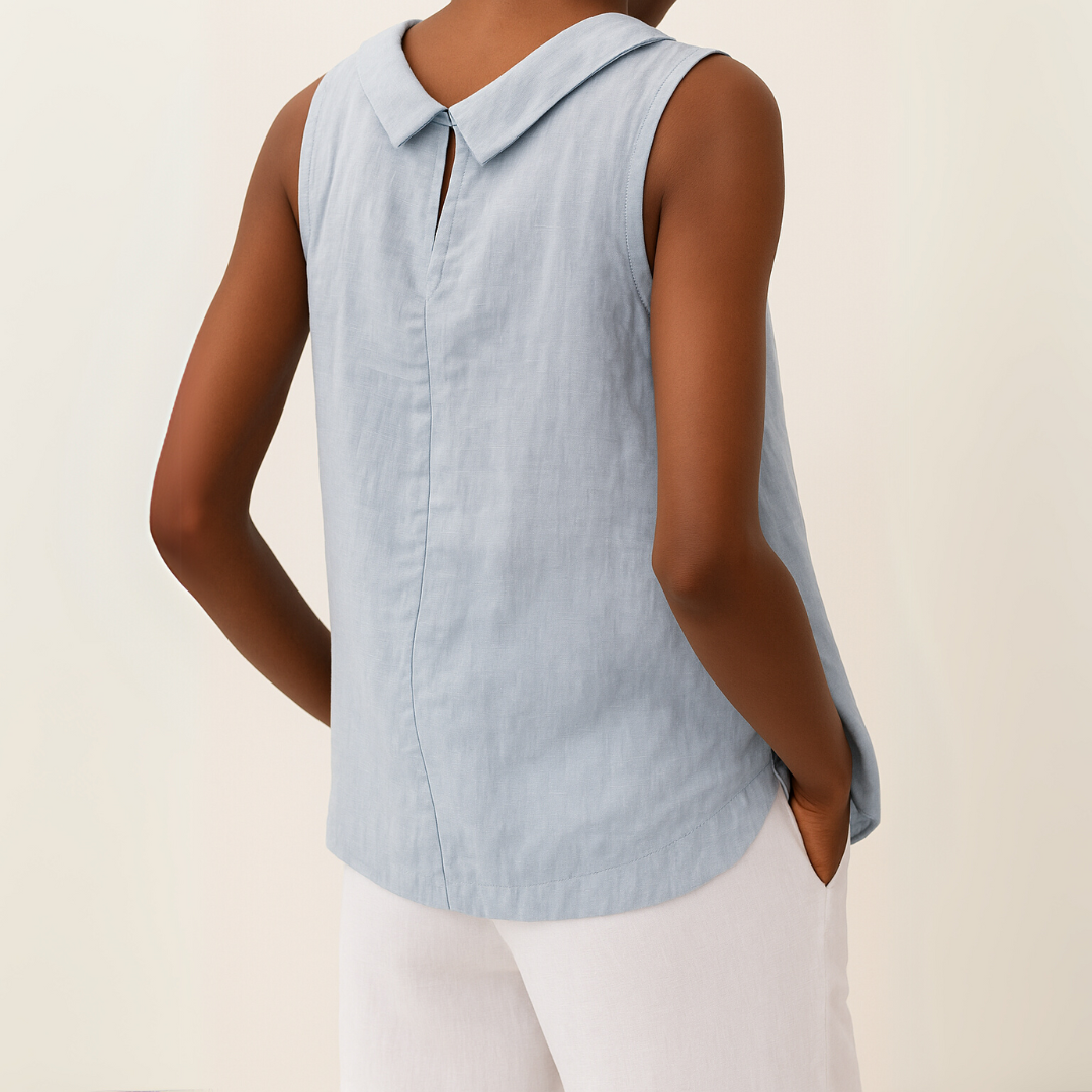 Sleeveless Roll Collar Top Women Elegant Summer Essential Tank Top 3
