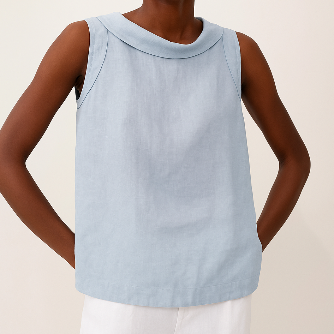 Sleeveless Roll Collar Top Women Elegant Summer Essential Tank Top 4