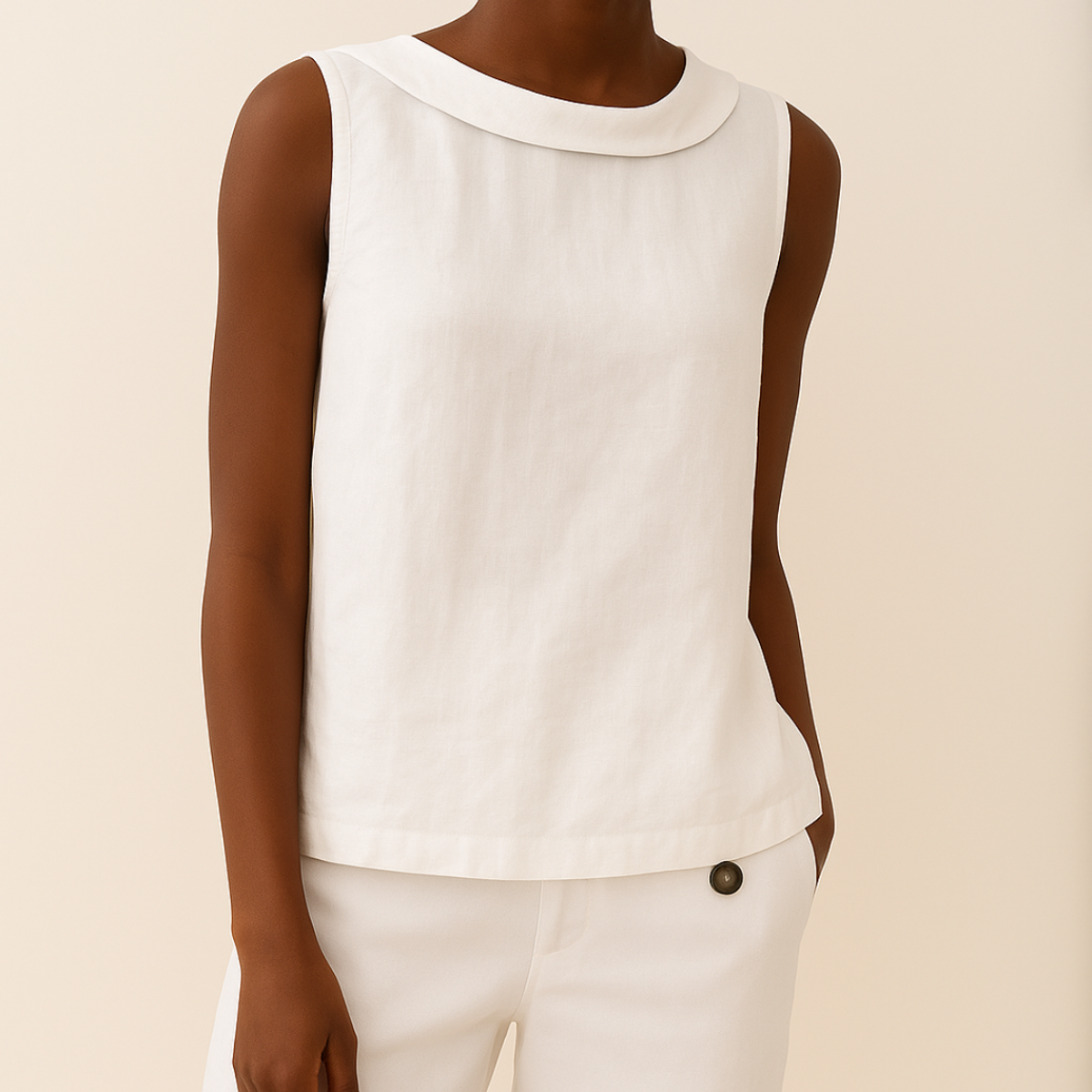 Sleeveless Roll Collar Top Women Elegant Summer Essential Tank Top 5