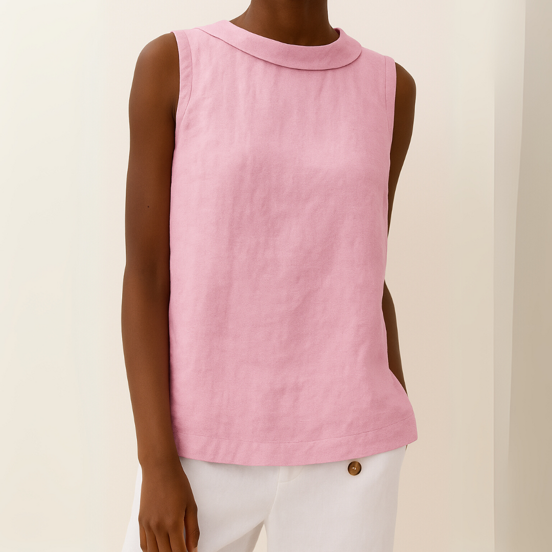 Sleeveless Roll Collar Top Women Elegant Summer Essential Tank Top 6