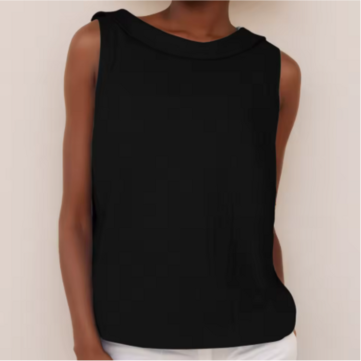 Sleeveless Roll Collar Top Women Elegant Summer Essential Tank Top 7