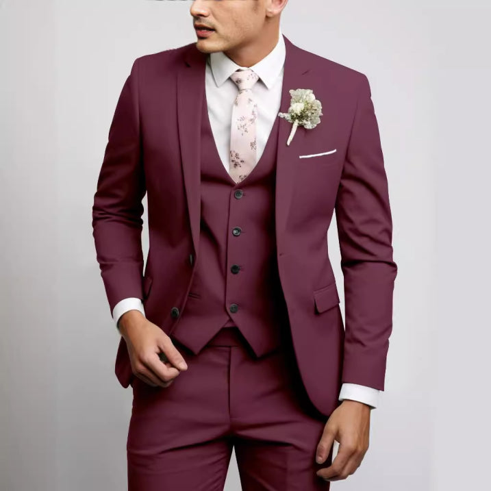 Slim Fit 3 Piece Suit Men Formal Wedding Guest Attire Elegant Tailored Look 3