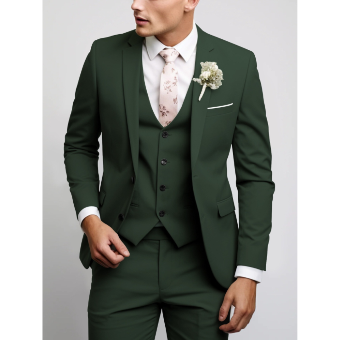 Slim Fit 3 Piece Suit Men Formal Wedding Guest Attire Elegant Tailored Look 7