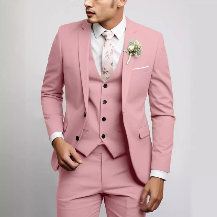 Slim Fit 3 Piece Suit Men Formal Wedding Guest Attire Elegant Tailored Look 8