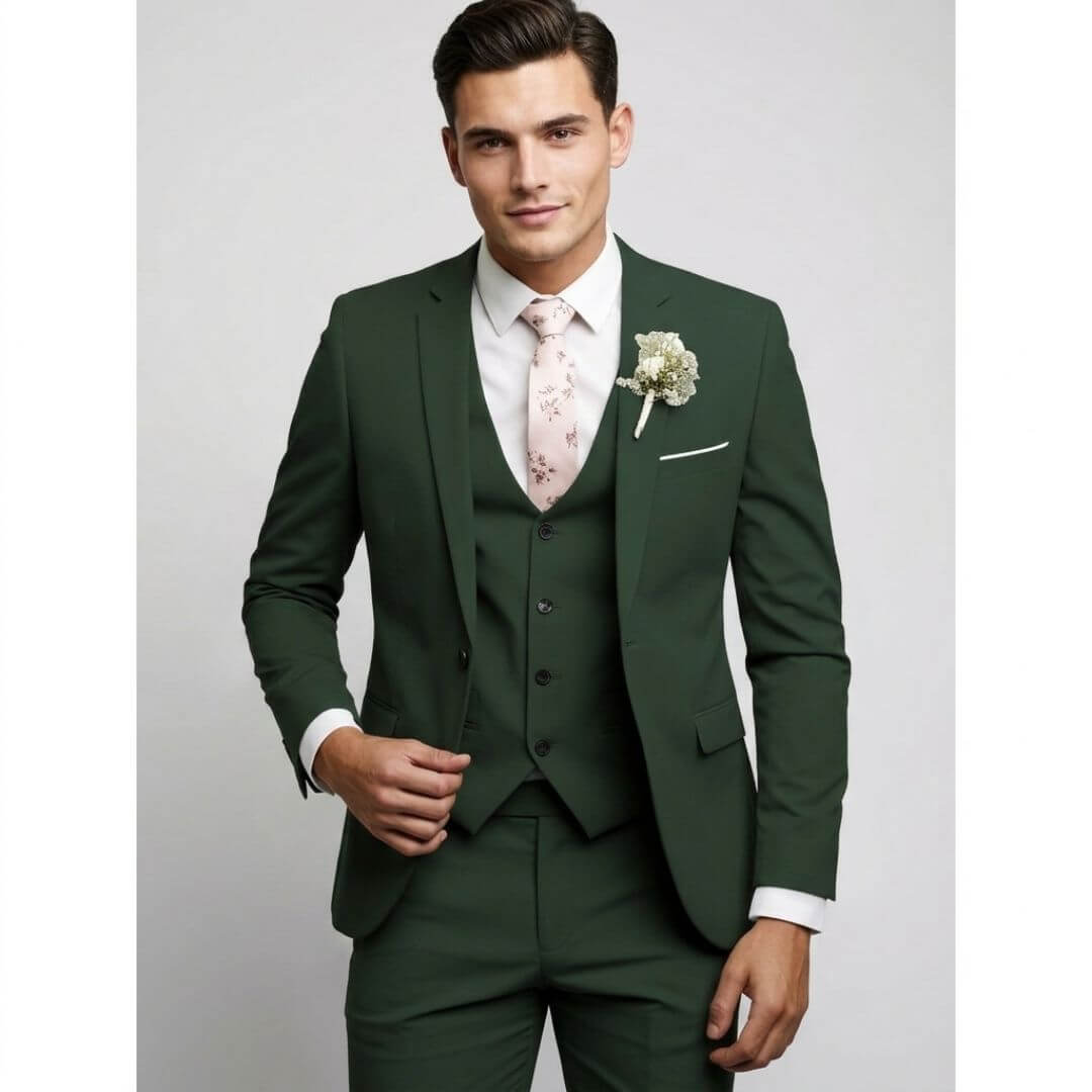 Slim Fit 3-teiliger Anzug Herren Formelle Hochzeitsgarderobe Eleganter Maßanzug