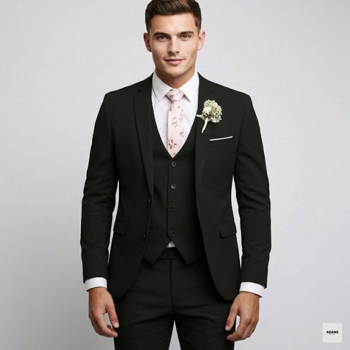 Slim Fit 3-teiliger Anzug Herren Formelle Hochzeitsgastkleidung Eleganter Maßgeschneiderter Look