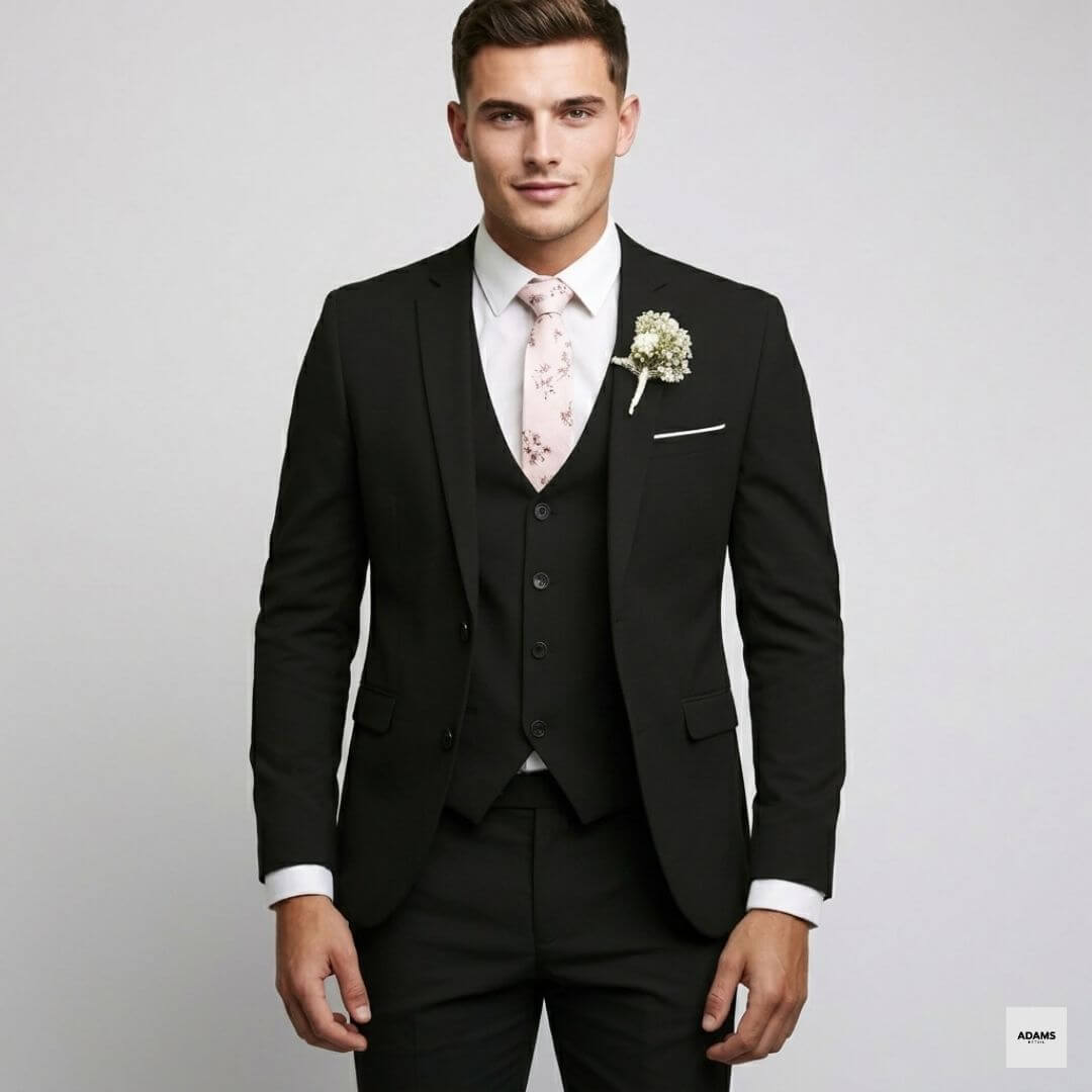 Slim Fit 3-teiliger Anzug Herren Formelle Hochzeitsgarderobe Eleganter Maßanzug