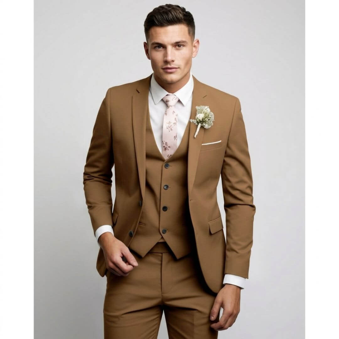 Slim Fit 3-teiliger Anzug Herren Formelle Hochzeitsgarderobe Eleganter Maßanzug