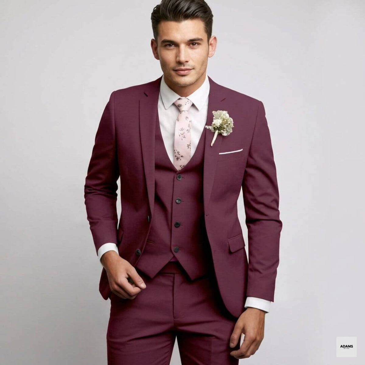 Slim Fit 3-teiliger Anzug Herren Formelle Hochzeitsgastkleidung Eleganter Maßgeschneiderter Look
