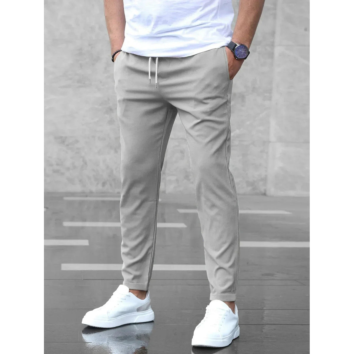 Slim Fit Jogger Pants Men Drawstring Casual Urban Style 0