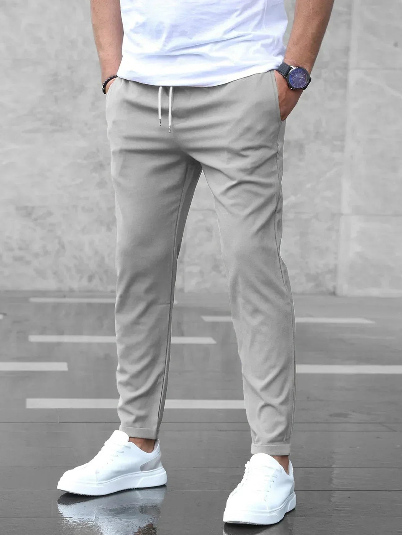 Slim Fit Jogger Pants Men Drawstring Casual Urban Style 0