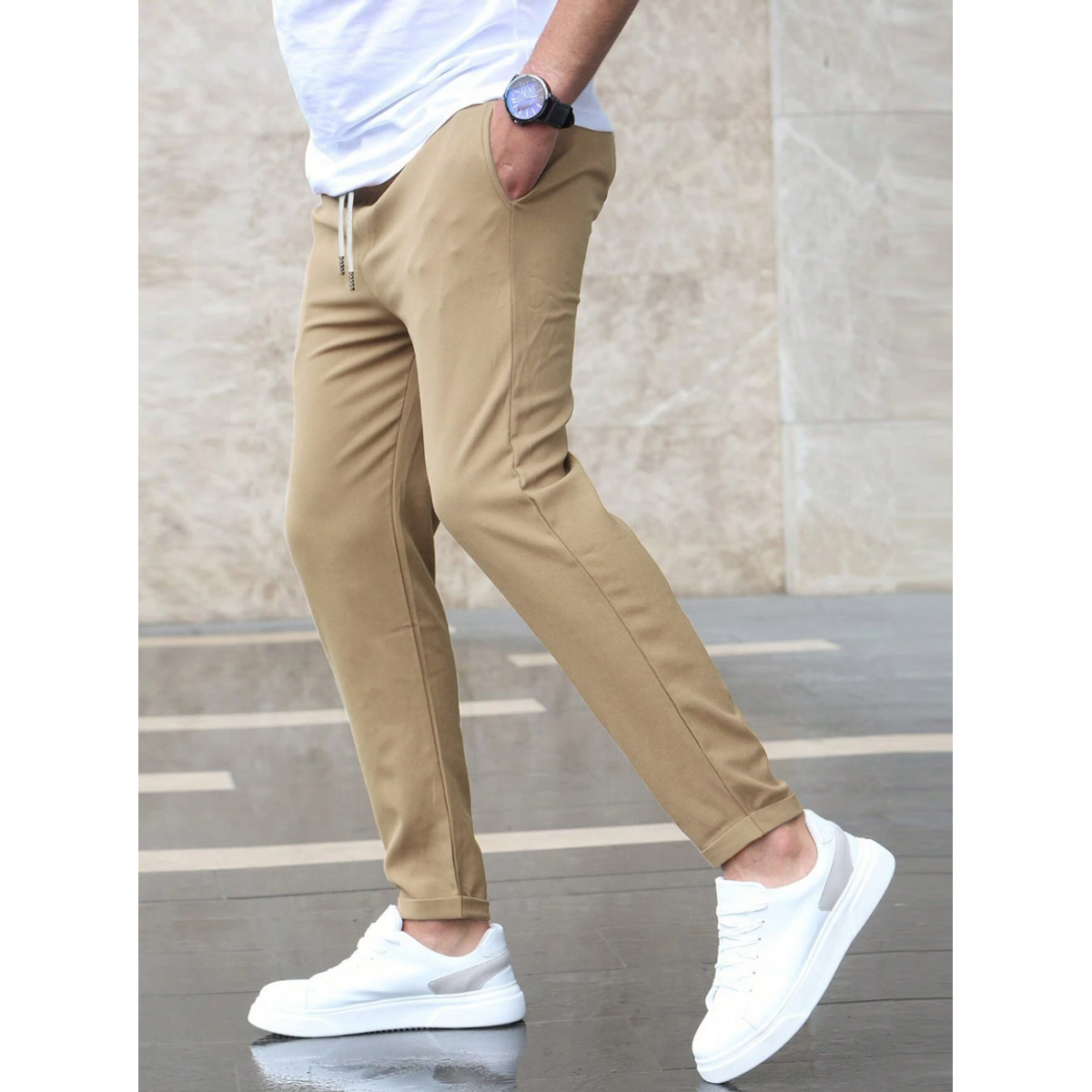 Slim Fit Jogger Pants Men Drawstring Casual Urban Style 4