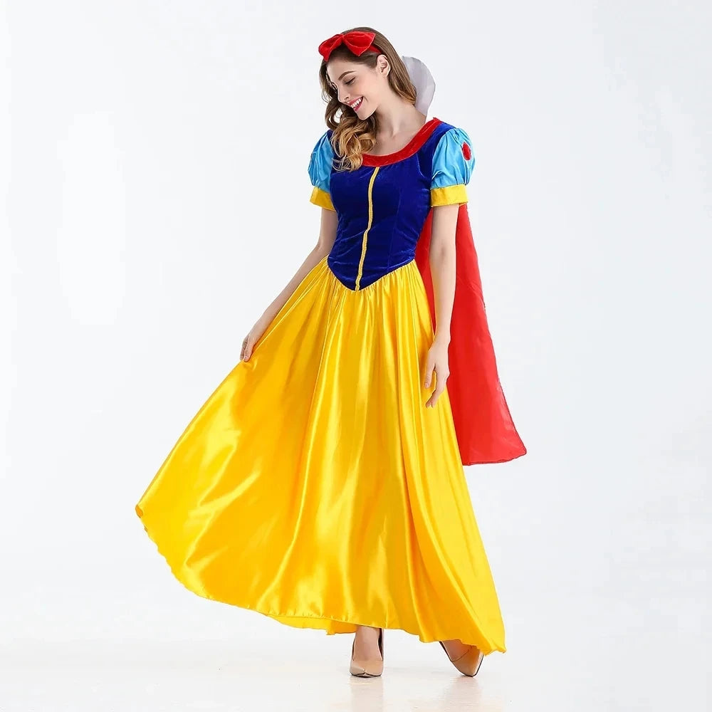Snow White Costume Women Classic Fairy Tale Maxi Dress Halloween 1