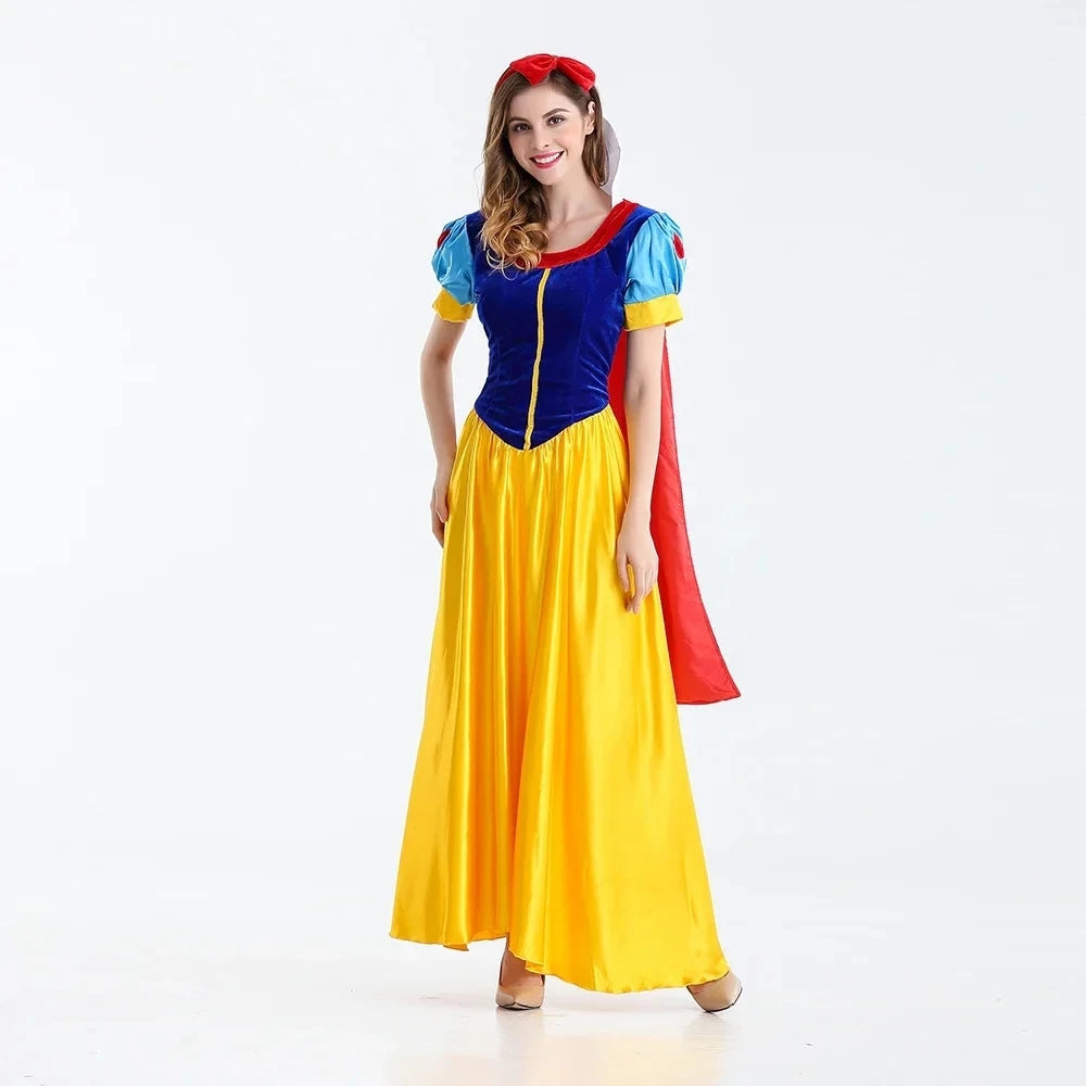 Snow White Costume Women Classic Fairy Tale Maxi Dress Halloween 2