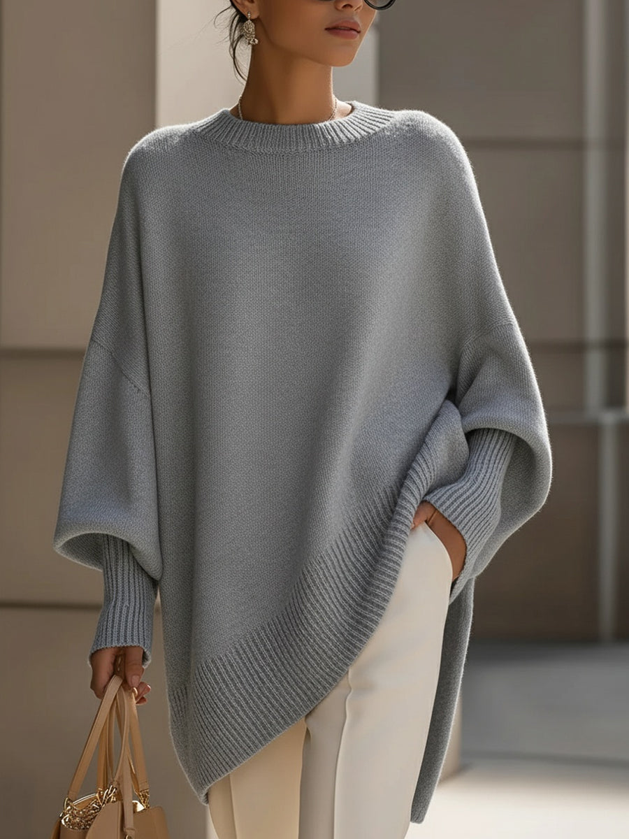 SoftWeave Pullover Elegant Longline Fit Minimalist Design Casual Chic 4