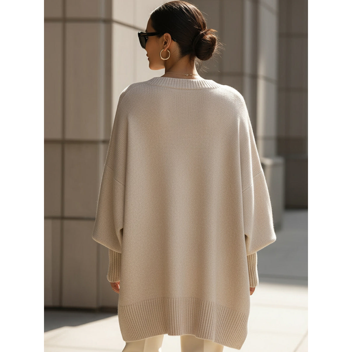SoftWeave Pullover Elegant Longline Fit Minimalist Design Casual Chic 7