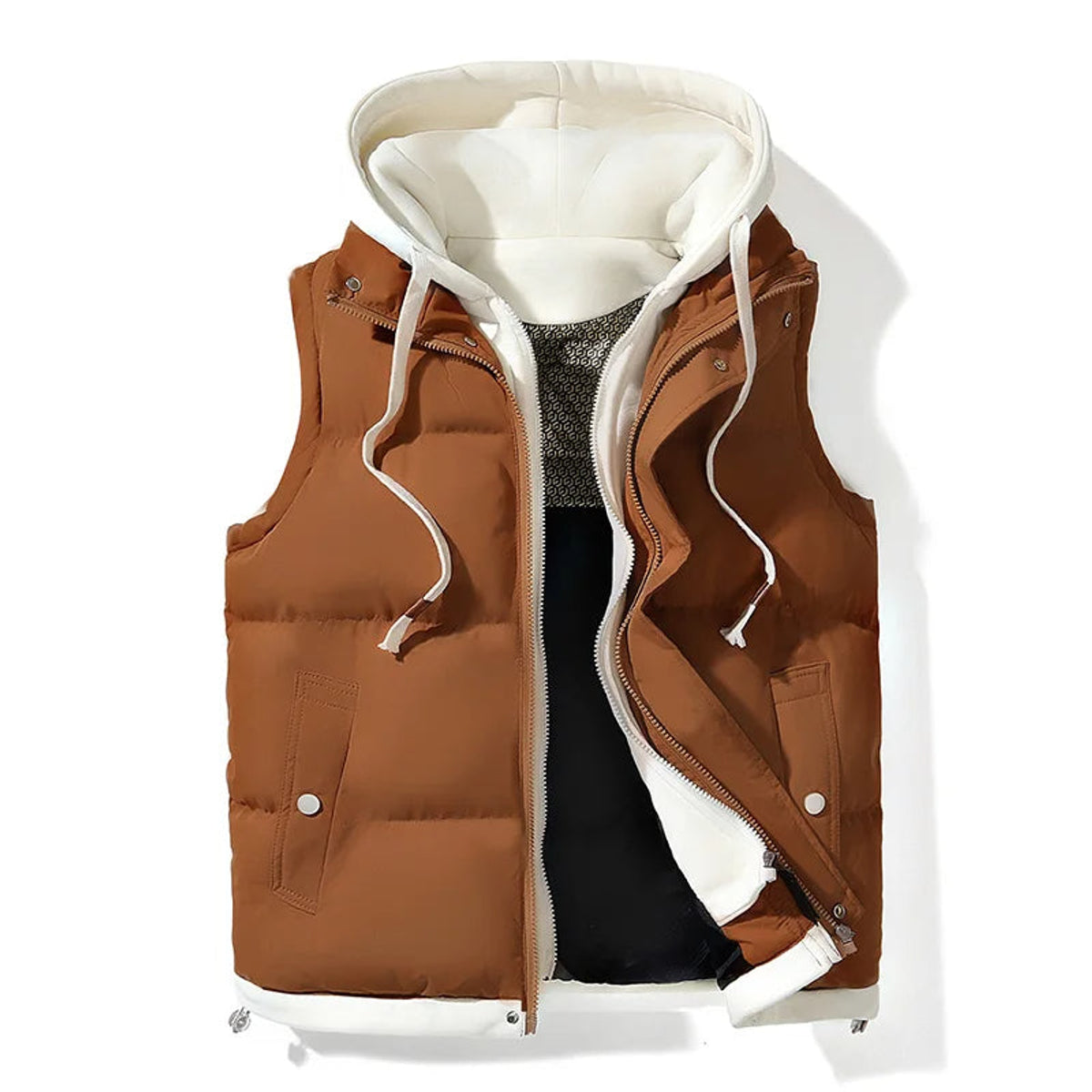 Soft Shell Hooded Puffer Vest Lightweight Insulated Gilet for Layering 0