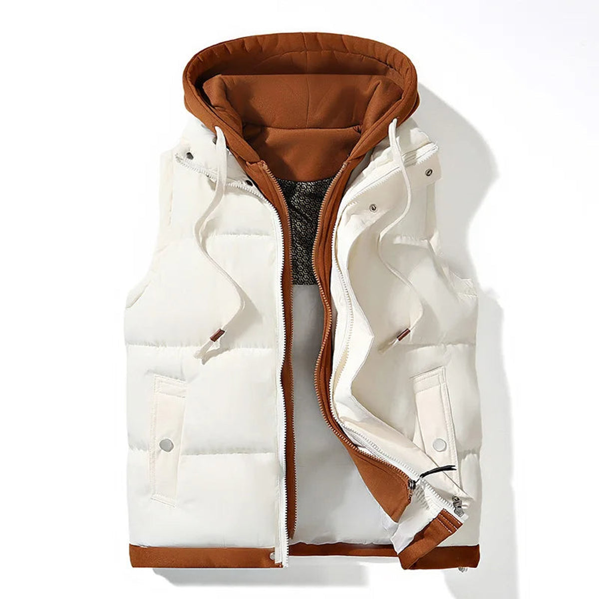 Soft Shell Hooded Puffer Vest Lightweight Insulated Gilet for Layering 3